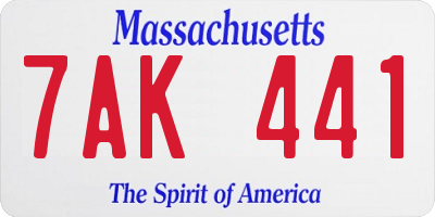 MA license plate 7AK441