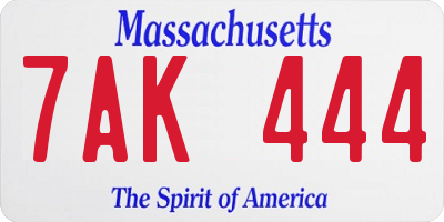 MA license plate 7AK444