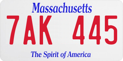 MA license plate 7AK445