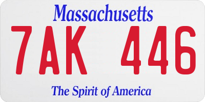 MA license plate 7AK446