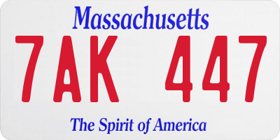 MA license plate 7AK447