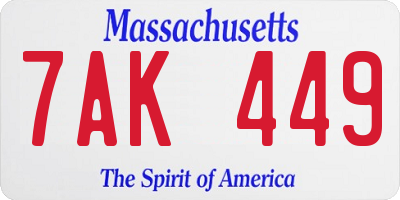 MA license plate 7AK449
