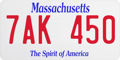 MA license plate 7AK450