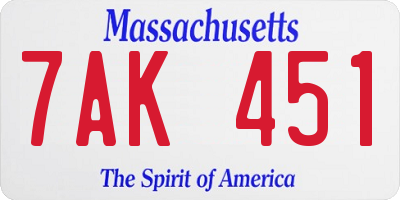 MA license plate 7AK451