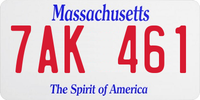 MA license plate 7AK461