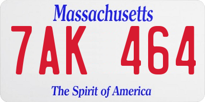MA license plate 7AK464