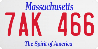 MA license plate 7AK466