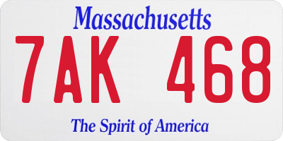 MA license plate 7AK468