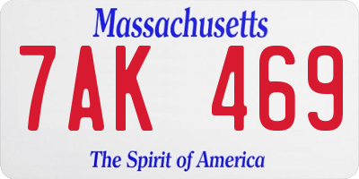 MA license plate 7AK469