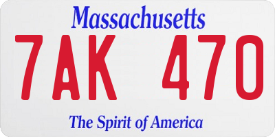 MA license plate 7AK470