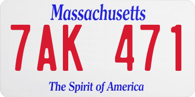 MA license plate 7AK471