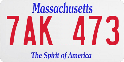 MA license plate 7AK473