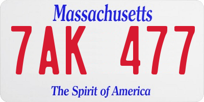 MA license plate 7AK477