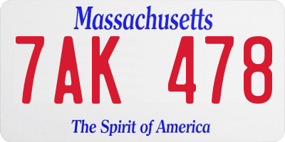 MA license plate 7AK478