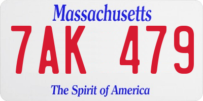 MA license plate 7AK479