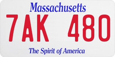 MA license plate 7AK480