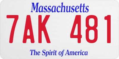 MA license plate 7AK481