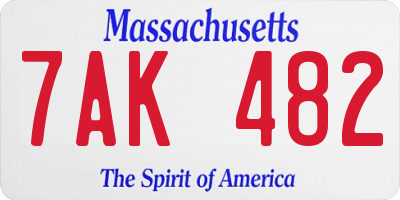 MA license plate 7AK482