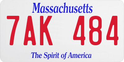 MA license plate 7AK484