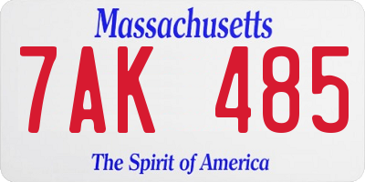 MA license plate 7AK485
