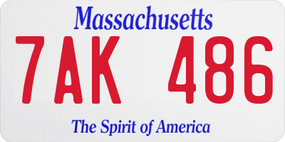 MA license plate 7AK486