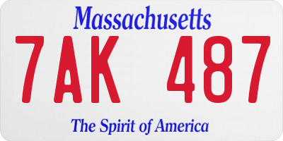MA license plate 7AK487