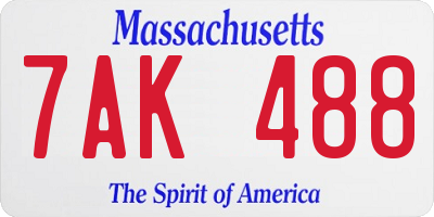 MA license plate 7AK488