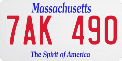 MA license plate 7AK490