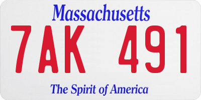 MA license plate 7AK491