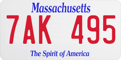 MA license plate 7AK495