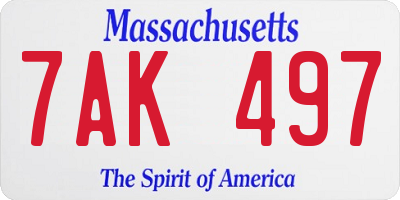 MA license plate 7AK497