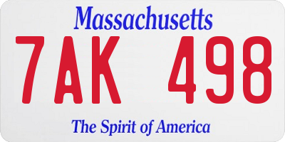MA license plate 7AK498