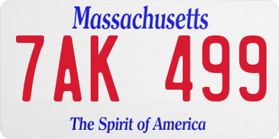 MA license plate 7AK499