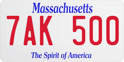 MA license plate 7AK500