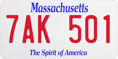 MA license plate 7AK501