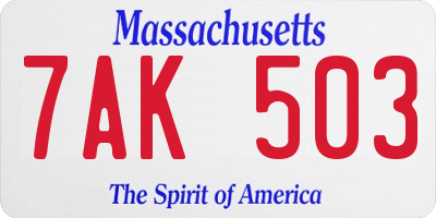 MA license plate 7AK503