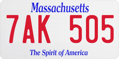 MA license plate 7AK505