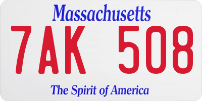 MA license plate 7AK508