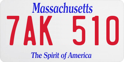 MA license plate 7AK510