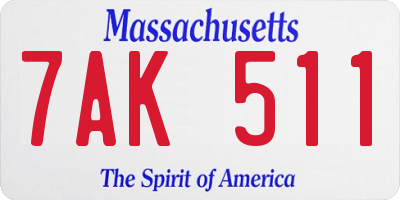 MA license plate 7AK511