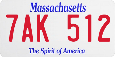 MA license plate 7AK512