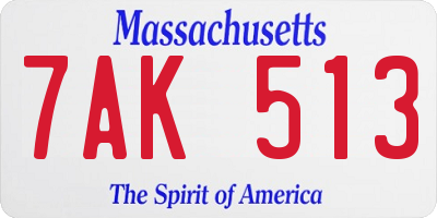 MA license plate 7AK513
