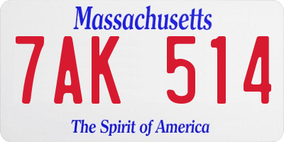 MA license plate 7AK514