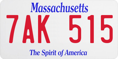 MA license plate 7AK515