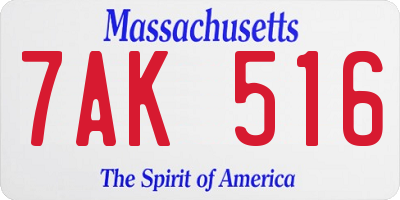 MA license plate 7AK516