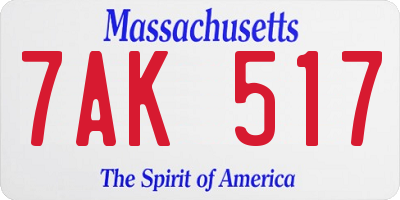 MA license plate 7AK517