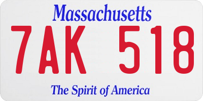 MA license plate 7AK518