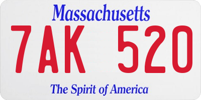MA license plate 7AK520