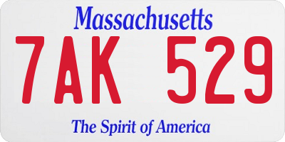 MA license plate 7AK529