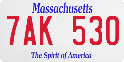 MA license plate 7AK530